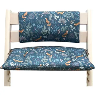 Blausberg Baby - Sitzkissen Kissen Polster Set Junior für Tripp Trapp ohne Schlitz im Sitzkissen, Materialien OEKO-TEX® Standard 100 zertifiziert (Fuchs Blau)