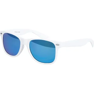 Balinco Sonnenbrille UV400 CAT 3 CE Rubber - mit Federscharnier für Damen & Herren (weiß - blau verspiegelt) - Einheitsgröße