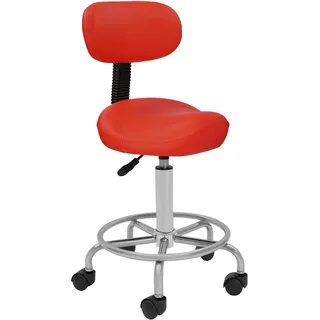Pinuox Sattelhocker Ergonomisch, Sattelhocker mit Rollen Rückenlehne Höhenverstellbar Arbeitshocker Drehhocker Bürohocker 360 ° Drehung Hocker Max Tragfähigkeit: 150 kg (Rot)