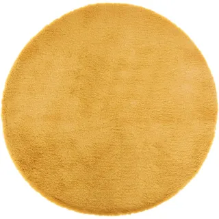 Atmosphera Teppich, extra weich, Felloptik, Senfgelb, D80 cm