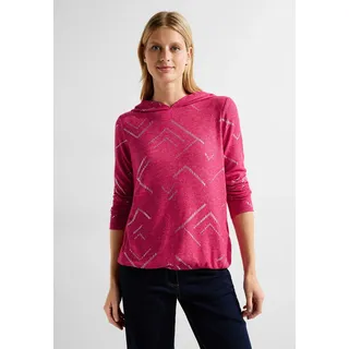 Kapuzenshirt CECIL Gr. XXL (46), rosa (cosy coral melange) Damen Shirts Jersey in Melange Optik
