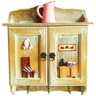Schlüsselkasten Vintage Wandmontiert Im Amerikanischen Retro-Stil Schlüsselschrank, Einzigartige Außendekoration Lagerregal, (Color : Natural Color D, S : 9-Keys)
