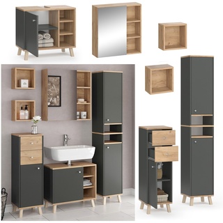 Vicco Badmöbelset Midischrank Hochschrank Unterschrank Spiegelschrank Senyo G/A