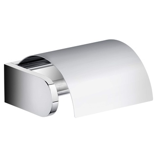 KEUCO Toilettenpapierhalter aus Metall, hochglanz-verchromt, mit Deckel, WC-Rollenhalter für Badezimmer und Gäste-WC, Edition 300