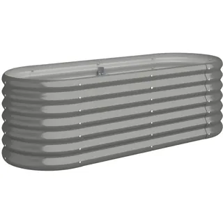vidaXL Hochbeet, Wetterfestes Hochbeet für Garten Balkon Terrasse, Kräuterhochbeet zum Selber Bauen, Pflanzkasten aus Metall, Pulverbeschichteter Stahl Grau