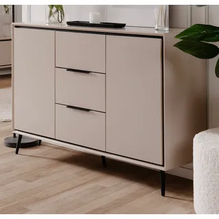 furn.design Sideboard Brebbia 135 x 90 cm Beige / Schwarz
