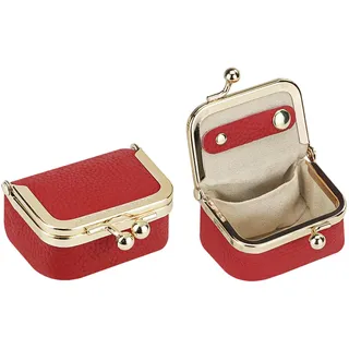 Royal Bagger Mini Schmuckkästchen aus echtem Leder für Damen, Tragbares Schmucketui mit Kiss-Lock-Verschluss, Kleine Schmuckaufbewahrung für Ringe, Ohrringe und Halsketten 1894 (Leuchtendes Rot)