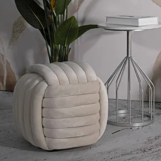 Dmora Pouf Karori 45x45x45 cm Weiß, Würfelform