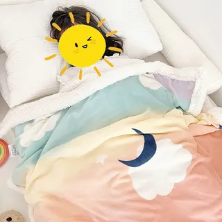 360Home Kinder Verdickte Flanell-Herbst/Winter Bett Decke Schlafdecke 150*200cm Regenbogen - Bunt