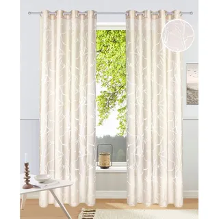 my home Gardine Anna, Ösen (1 St), halbtransparent, Ausbrenner, Bestseller, Äste-Motiv, Viskose, Polyester beige 140 cm x 245 cm