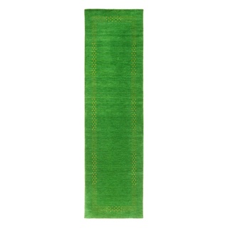 Morgenland Gabbeh Teppich - Loribaft Perser - Nova - grün - 300 x 80 cm - läufer