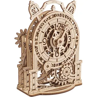 UGEARS Vintage Wecker 3D-Puzzle – Holzmodellbausatz für Erwachsene zum Bauen – Mechanisches Modell Tischuhr-Bausatz – 3D-Puzzle-Holzspielzeuguhr – DIY-Denkspiel-Puzzle-Konstruktionsset
