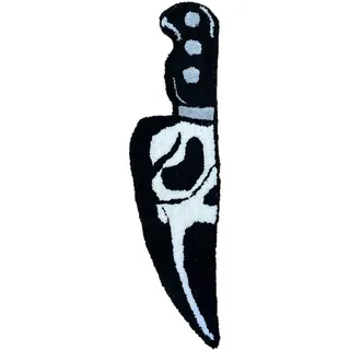 Fußmatte Mit Totenkopf- Und Messermotiv, Gruselige Horror-deko Fürs Schlafzimmer, 50,8 Cm, Aus Strapazierfähiger Wolle