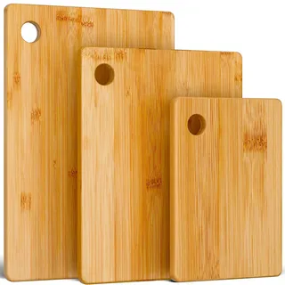 Blumtal Schneidebrett 3er Set Holz 15 x 22 cm Bambus/Eiche