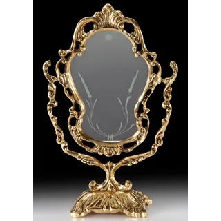 Casa Padrino Luxus Barock Schminkspiegel Gold 19 x H. 30 cm - Handgefertigter Barockstil Bronze Tischspiegel - Kosmetikspiegel - Barock Deko Accessoires - Edel & Prunkvoll