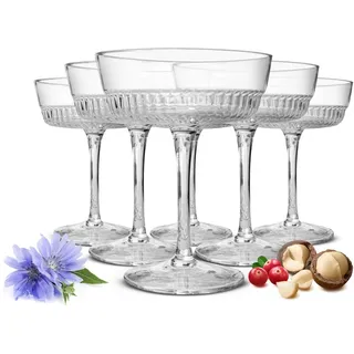 Sendez Martiniglas 6 Margarita Gläser Margarita Bargläser Cocktailgläser Relief, 6-tlg., Glas weiß