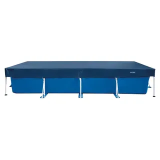 INTEX 28080 Abdeckplane Deluxe rechteckig 460x226cm Pool Abdeckung mit Überhang - Blau