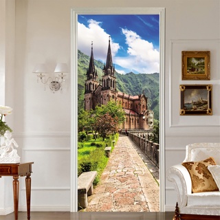 PLEETS Türtapete selbstklebend TürPoster Architektonische Landschaften Türaufkleber 77 x 200cm Türfolie Poster Fototapete Tapete Aufkleber DIY Wandbild PVC Wasserdichte Tapete