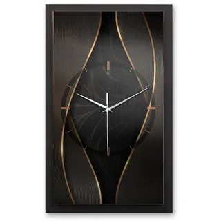 Kreative Feder Wanduhr 3D Designer-Wanduhr Black & Gold (ohne Ticken; Funk- oder Quarzuhrwerk; elegant, außergewöhnlich, modern) schwarz