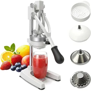 Saftpresse Manuell mit Spitz, Flachkopf, Edelstahl Zitronenpresse Orangensaftpresse mit Messbecher 500ml, Cast Iron Juicer Stabiler U-Förmiger Sockel, Hohe Saftausbeute, für Zitrone Orange Pampelmuse