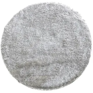 casa NOVA Fellteppich FLUFFY, Künstlich, Ø 40 cm, Silbergrau, rund, Acryl, Polyester, Rutschhemmend grau|silberfarben