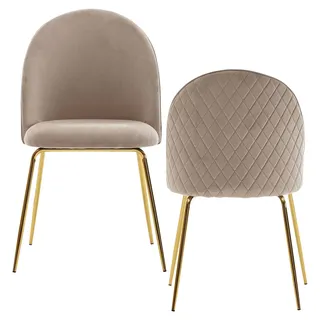 Wohnling Esszimmerstuhl 2er Set Samt Beige