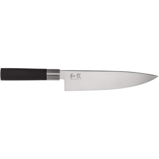 KAI Wasabi Black Kochmesser 20,0 cm Klingenlänge - rostfreier 6A/1K6 Edelstahl poliert 58 (±1) HRC - schwarzer Polyphropylen Griff - Chef Messer Küchenmesser - Made in Japan