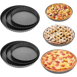 Famanu Tortenform Set 6-teilig mit Hebeboden und Antihaftbeschichtung - Ideal für Quiche und Kuchen