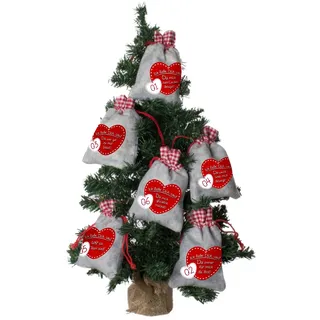 24 Adventskalender Säckchen aus Filz mit 24 Gründen ICH LIEBE DICH WEIL ... inkl. Adventsbaum (für Erwachsene Männer und Frauen) für Weihnachtskalender/Adventskalender zum Befüllen