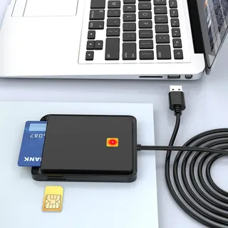 Smart-Kartenleser für Gesundheitskarten, SIM-Kartenleser, unterstützt CAC mit öffentlichem Zugriff auf Militär, Personalausweis, Chipkarte, IC-Bank/SIM-Kartenleser, Kompatibel mit Windows, Linux