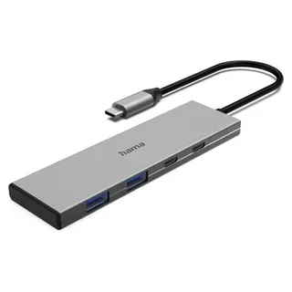 Hama USB-C-Hub 4 Ports 2 x USB-A / USB-C 10 Gbit/s USB 3.2 Gen2 PD Aluminium
