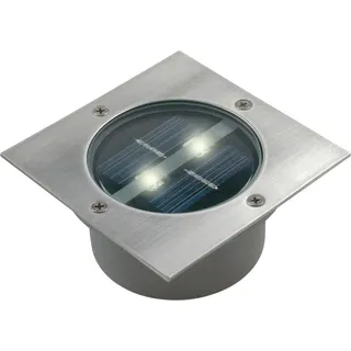 Ranex 5000.198 Solar Bodeneinbaustrahler, viereckig, Außen-Bodenbeleuchtung, Edelstahl, IP67, Garten, 1 Glühbirne(n), LED - Silber