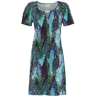 Ringella Damen Freizeitkleid, kurzer Raglanarm, Beachkleid im Leoprint mit Zierring, ca. 95 cm – 96% Viskose / 4% Elasthan, pflegeleicht & hautfreundlich, Maschinenwäsche 30 °C - 52