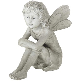 Unbekannt XL Gartenelfe Fee Fairy Elfe sitzend H37cm grau Kunstharz