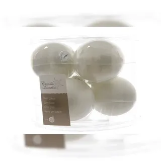 Kaemingk Weihnachtsbaumkugeln Glas 8 cm 6 Stück winterweiß emaille/matt