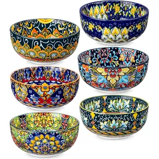 vancasso Müslischalen aus Porzellan, SIMI 6-teiliges Schüsselset, Suppenschalen, Salatschüssel, Pastaschalen, Schalen Set, Mehrfarbig