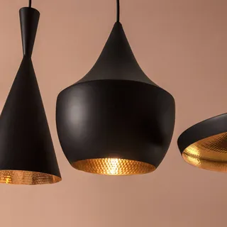 Tom Dixon Design Hängelampe Beat Fat, dimmbar, schwarz, für Wohn- / Esszimmer, Messing, Design, Pendelleuchte - 24 cm - 24 cm - 30 cm