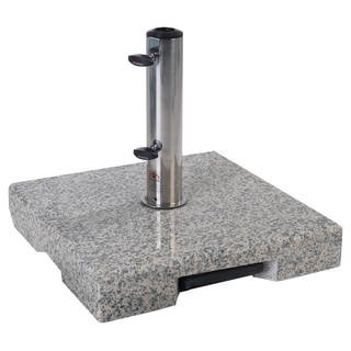 doppler Schirmständer ACTIVE, Granit hellgrau poliert - Edelstahlrohr - rollbar