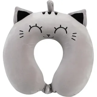 I-TOTAL Nackenhörnchen I-TOTAL® Reisekissen Nackenkissen für Nackenstützen Motiv graue Katze