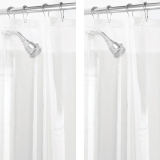 mDesign 2er-Set PVC-freier Duschvorhang aus PEVA – geruchloser, wasserfester Duschvorhang mit Magneten im Saum – ideal als Badewannenvorhang 183 cm x 183 cm – durchsichtig