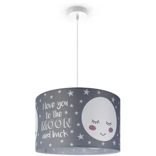 Paco Home Pendelleuchte Baby Lampenschirm Stoff Rund Sterne Kinderlampe E27