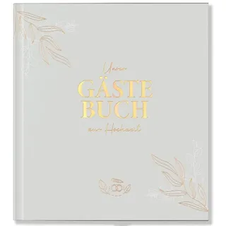 LEAF & GOLD LEAF & GOLD® Gästebuch Hochzeit I Edles Hochzeitsgästebuch mit Fragen I Gästebuch zum Ausfüllen mit Goldfolienprägung (Weiß, Gold)