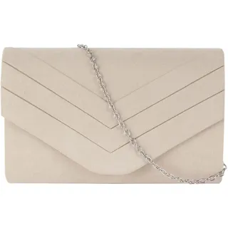 MEGAUK Damen Samt Clutch Elegante Abendtasche Wildleder Handtasche Envelope Tasche Unterarmtasche mit Kette für Hochzeit Wedding Prom Party Beige - Einheitsgröße