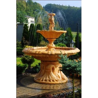 JVmoebel Skulptur Zierbrunnen Springbrunnen Figur Brunnen Garten Fontaine Teich SHELLA weiß