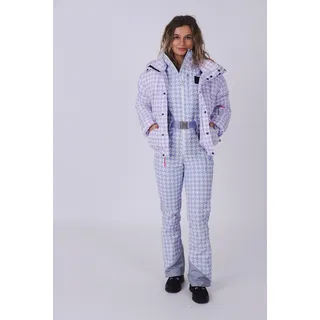 Lila Hahnentritt-Chic-Pufferjacke purpur|purpur Medium