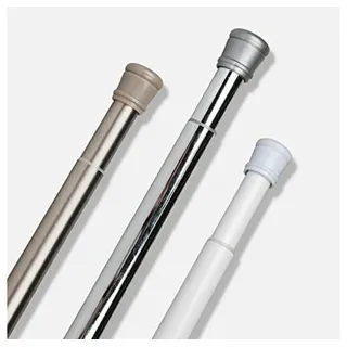 LikeKa Duschvorhangstange Gardinenstange ohne Bohren Klemmstange nickel matt gebürstet 125 cm