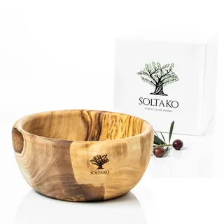 SOLTAKO Olivenholz Müslischale The Buddha Bowl 14 cm, Schale aus Oliven Holz, Salatschüssel