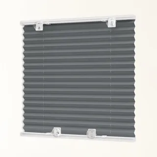 HOMEDEMO Plissee ohne Bohren mit Saugnäpfen, Blickdicht & UV-Schutz, Plisseerollo für Fenster, Dachfenster, Holzfenster, Balkontüren, Wohnmobilfenster, B80xH130cm, Grau-Klassik