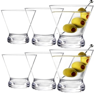 Youngever 6er Pack Martini Gläser aus Kunststoff, 300ML Bruchsichere Martini Becher, Martini-Gläser ohne Stiel