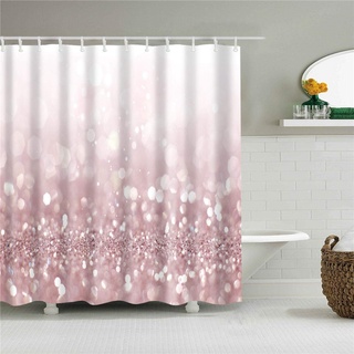 Yayun Art Rosa Glitzer-Duschvorhänge für Bling-Badevorhang, wasserdichter Duschvorhang für Teenager-Mädchen, Badezimmerdekorationen mit Haken, 120 x 200 cm (47 x 79 Zoll)